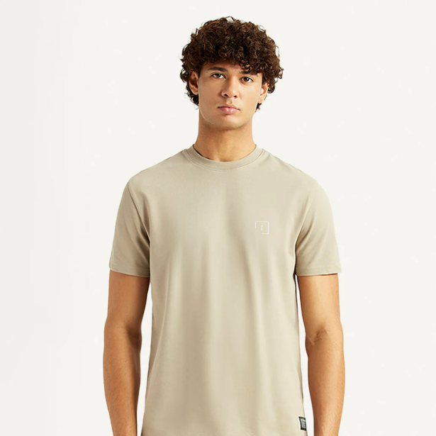 Men's Solid Olive Slim Fit T-shirt photo