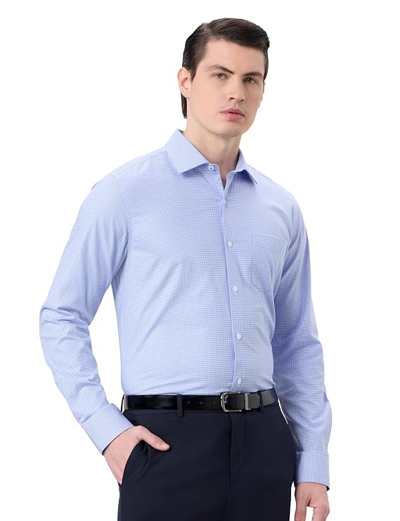 Tailmont Premium Micro-Check Formal Shirt – Beige photo