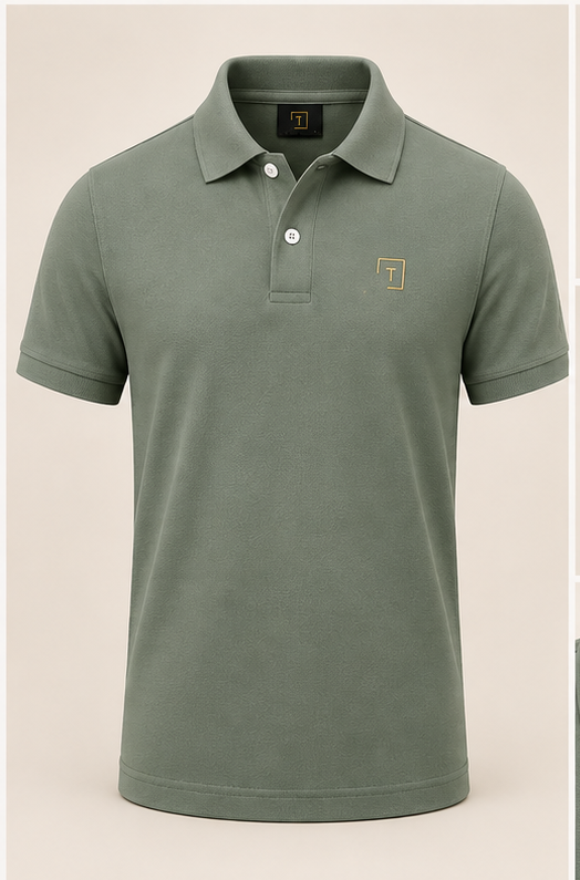 Tailmont Premium Sand Beige Cotton Polo T-Shirt