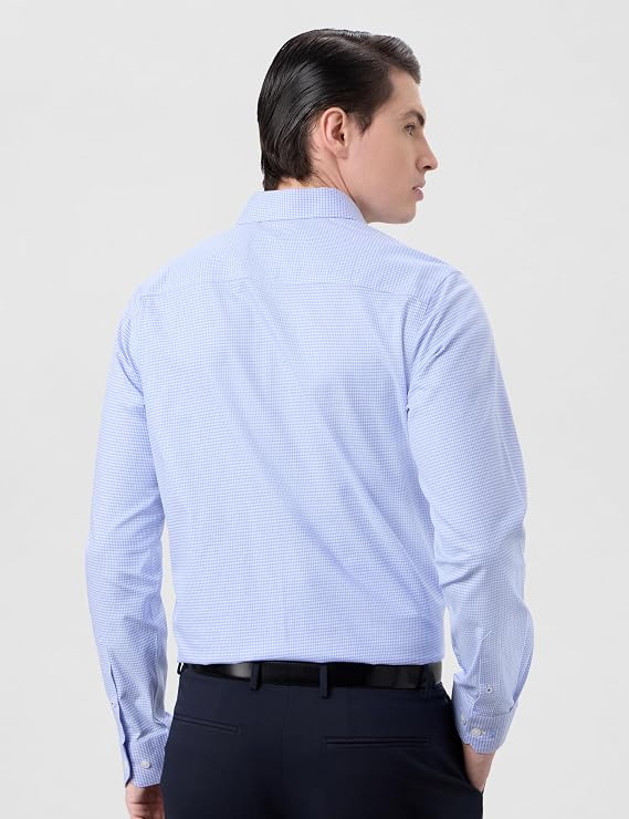 Tailmont Premium Micro-Check Formal Shirt – Beige photo