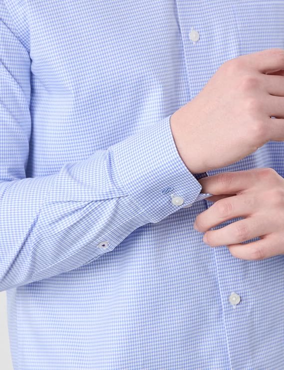 Tailmont Premium Micro-Check Formal Shirt – Beige