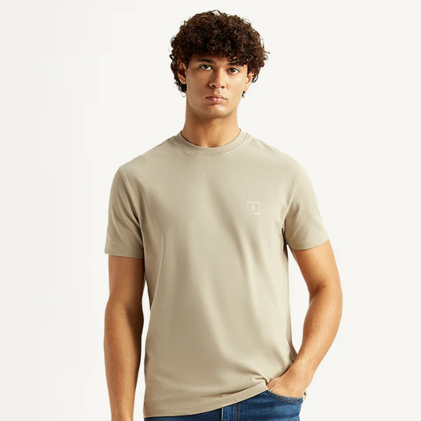 Men's Solid Olive Slim Fit T-shirt