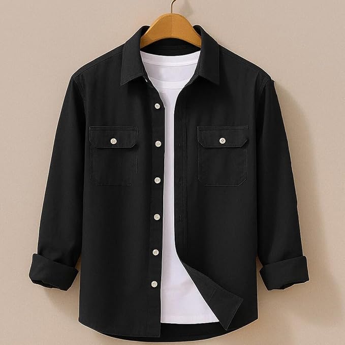 Men’s Stylish Cotton Blend Casual Shirt photo